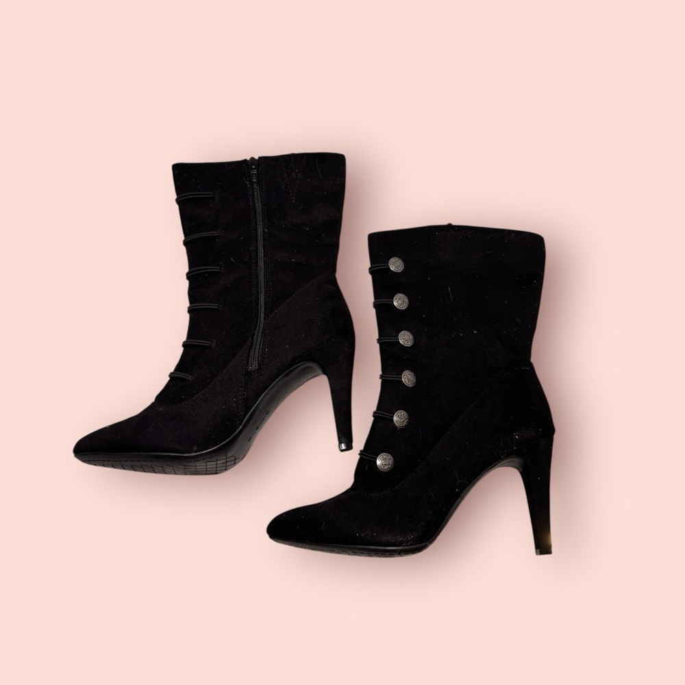 Macy's Black Heeled Boots Victorian-Inspired Design